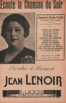 Partition de la chanson : Ecoute la chanson du soir . Sylva Berthe - Lenoir Jean - Lenoir J.