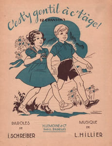 Partition de la chanson : C'est'y gentil à c't'âge ! Album de 12 chansons : - La bonne armoire - Monsieur le lavabo - Confidences au dodo - Le réveil-matin - Le tableau noir - La mappemonde - Mon école - La récréation - L'escargot et le vert luisant -Joyeux printemps - L'oiseau tombé du nid - Le rosier et le cerisier Chanson enfantine