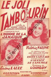 Partition de la chanson : Joli tambourin (Le) Homme de la Jamaïque (L') . Marino Victoria,Laure Simone - Louiguy - Tabet André,Companeez Jacques