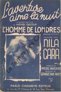 Partition de la chanson : Aventure aime la nuit (L') Homme de Londres (L')