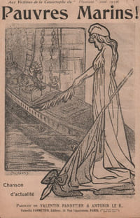 Partition de la chanson : Pauvres marins ! Aux Victimes de la Catastrophe du "Pluviose" (mai 1910) Adhésif sur la tranche Chanson d'actualité