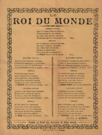 Partition de la chanson : Roi du Monde (Le) Vendue au Profit des Grévistes de Saint-Amand Texte de Julio dit Athos, édité à Lille Chanson d'actualité
