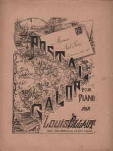 Partition de la chanson : Postal galop Hommage à Monsieur Paul Paris lieutenant au 138e Régt d'Infanterie Supplément à la gazette timbrologique Tranche fragilisée