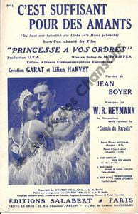 Partition de la chanson : C'est suffisant pour des amants  Du hast mir heimlich die liebe in's haus gebracht    Princesse à vos ordres  