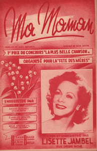 Partition de la chanson : Ma Maman 1er prixdu concours " la plus belle chanson " organisé pour la "Fête des mères "