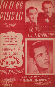 Partition de la chanson : Tu n'es plus là        