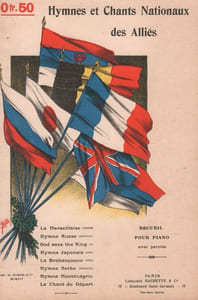 Partition de la chanson : Hymnes et chants Nationaux des Alliés Recueil de 8 chants adaptation Française de Albert Vic : -La Marseillaise - Hymne Russe - God Save the King - Hymne Japonais - La Brabançonne - Hymne Serbe - Hymne Monténégrin - Le chant du Départ Hymne,Chant National