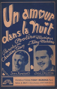 Partition de la chanson : Amour dans la nuit (Un)        . Christian José,Raphaël Jean - Murena Tony - Tison