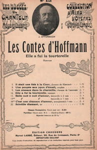Partition de la chanson : Elle a fui la tourterelle Contes d'Hoffmann (Les) Romance
