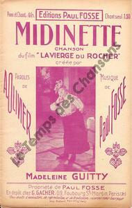 Partition de la chanson : Midinette      Vierge du rocher (La)  . Guitty Madeleine - Fosse Paul - Olivier A.