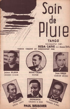 Partition de la chanson : Soir de pluie . Caire Reda,Deprince,Plana Jaime,Sirjo Jean,Vaissade Jean - Alstone,Bessière Serge - Syam,Viaud
