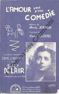 Partition de la chanson : Amour n'est qu'une comédie (L')      Copie conforme  