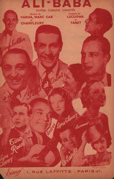 Partition de la chanson : Ali Baba Papier fragilisé Chanson Coloniale et Exotique . Andrex,Boyer Lucienne,Pills et Tabet,Rossi Tino,Clevers ...