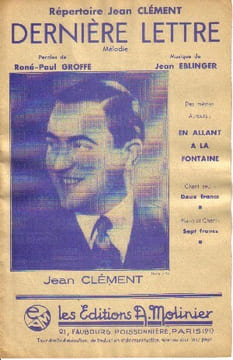Partition de la chanson : Dernière lettre . Vorelli,Ellen Suzanne - Triandaphyl Cléon - Millandy Georges