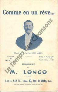 Partition de la chanson : Comme en un rêve . Aerts Louis - Longo M. - Rinclé