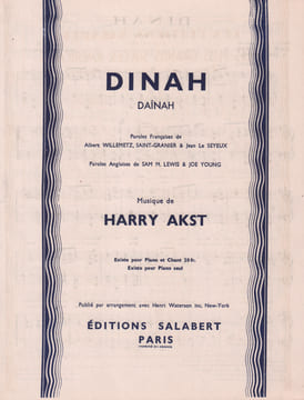 Partition de la chanson : Dinah Daïnah . - Akst Harry - Young Joe,Lewis Sam