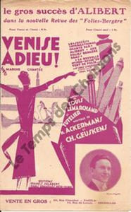 Partition de la chanson : Venise, Adieu !      Vent de folie (Un)  Folies Bergères