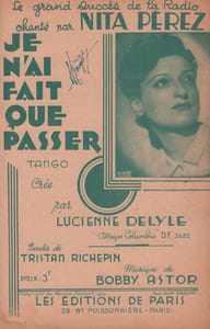 Partition de la chanson : Je n'ai fait que passer