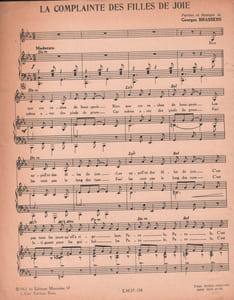 Partition de la chanson : Complainte des filles de joie (La)