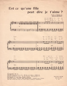Partition de la chanson : Est-ce-qu'une fille peut dire je t'aime ?        
