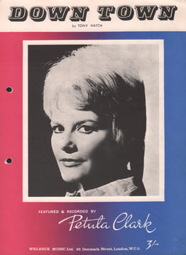 Partition de la chanson : Down town     Perforée sur la tranche   . Clark Petula - Hatch Tony - Hatch Tony