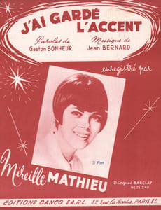 Partition de la chanson : J'ai gardé l'accent