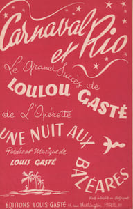Partition de la chanson : Carnaval et Rio      Nuit aux Baléares (Une)  