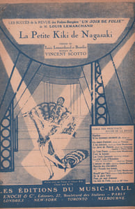 Partition de la chanson : Petite Kiki de Nagasaki (La) ou La P'tit Lulu d'Honolulu Soir de folie (Un) Folies Bergères