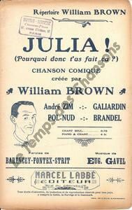 Partition de la chanson : Julia ! Chanson comique