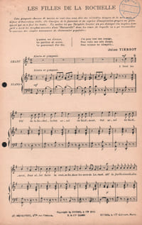 Partition de la chanson : Filles de La Rochelle (Les) Vieille chanson de France,Chanson maritime
