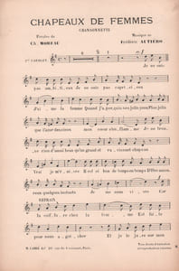 Partition de la chanson : Chapeaux de femmes Chansonnette
