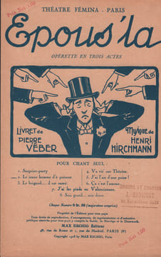 Partition de la chanson : Jeune homme d'à présent (Le) Epous' la Chanson duo Théâtre Fémina Paris. Georgé,Webb Germaine - Hirchmann Henri - Veber ...