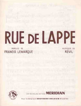 Partition de la chanson : Rue de Lappe     Retirage   .  - Révil - Lemarque Francis