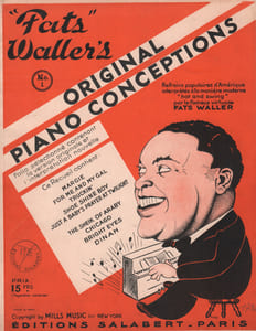 Partition de la chanson : Album Fats Waller original piano conceptions Album de 9 refrains populaires d’Amérique interprétés à la manière moderne «Hot and swing» par le pianiste Fast Waller : – Margie – For me and my gal – Truckin – Shoe shine boy – Just a baby’s prayer at twilight – The Sheik of Araby – Chicago – Bright eyes – Dinah