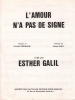 Partition de la chanson : Amour n'a pas de signe (L')        . Galil Esther - Galil Esther - Bernheim François