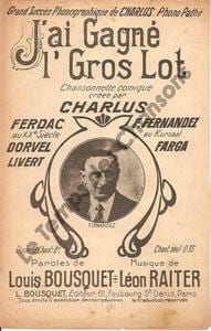 Partition de la chanson : J'ai gagné l'gros lot Chanson comique