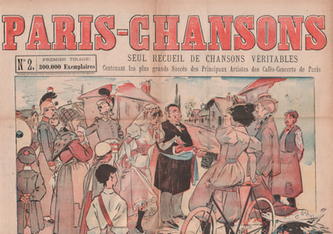 Partition de la chanson : Paris-Chansons recueil Titre de l'illustration : Le couronnement de la Rosière Placard de chansons recto-verso contenant ...