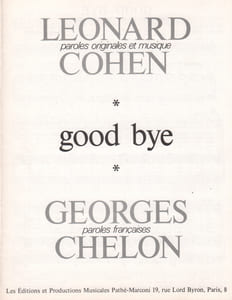 Partition de la chanson : Good bye, Hey, that's no way to say good-bye
