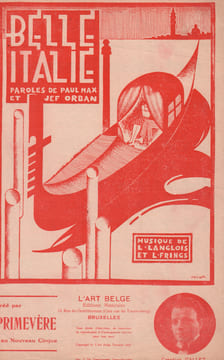 Partition de la chanson : Belle italie . Primevère Mlle,Gallez - Langlois Ludo,Frings Léon - Max Paul,Orban Jef