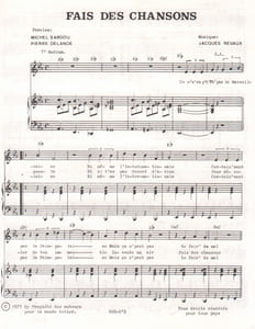 Partition de la chanson : Fais des chansons        