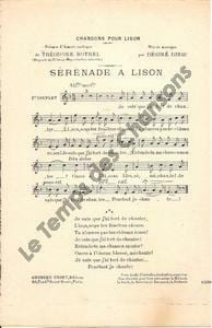 Partition de la chanson : Sérénade à Lison Extraite des chansons pour Lison, poèmes d'amour rustique      Poème . Botrel Théodore - Dihau Désiré - ...