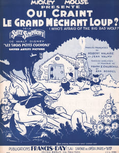 Partition de la chanson : Qui craint le grand méchant loup ? ( Who’s afraid of the big bad wolf ? ) Trois petits cochons (Les)