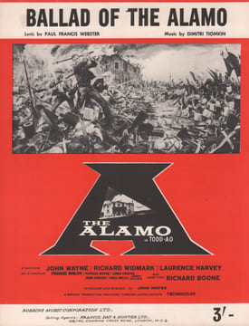 Partition de la chanson : Ballad of the Alamo Alamo . - Tiomkin Dimitri - Webster Paul Francis