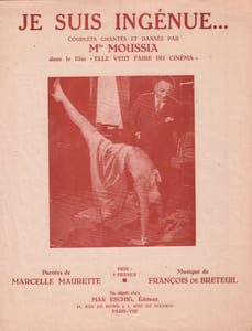 Partition de la chanson : Je suis ingénue ... Elle veut faire du cinéma