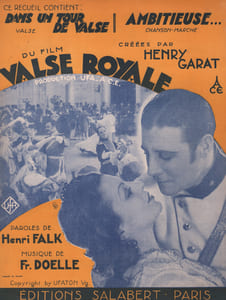 Partition de la chanson : Valse Royale Ce recueil contient " Dans un tour de valse " "Ambitieuse "     Valse royale  