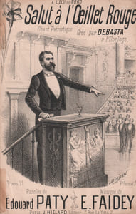 Partition de la chanson : Salut à l'Oeillet Rouge  A l'élu du Nord   Adhésif sur la tranche  Chant patriotique Horloge (L')