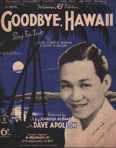 Partition de la chanson : Goodbye, Hawaii