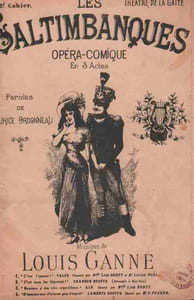 Partition de la chanson : Saltimbanques (Les) Deuxième cahier de 4 titres : – C'est l'amour - C'est nous les Gigoletti - Renonce à ton rêve orgueilleux - Demandez-moi de n'avoir plus d'esprit Saltimbanques (Les) Théâtre de la Gaîté