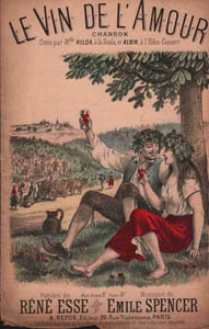 Partition de la chanson : Vin de l'amour (Le) Cette chanson débute ainsi " De Dijon jusqu'à Beaune, les raisins sont nombreux et, le long de la Saône , s'en vont les amoureux. En voyant la vendange au soleil se roser .... " Scala,Eden Concert