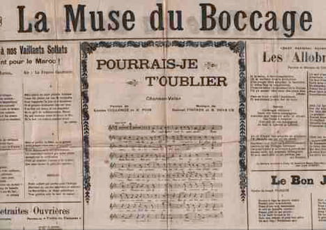 Partition de la chanson : Muse du Boccage (La) Recueil de chansons recto-verso : Hommage à nos vaillants soldats partant pour le Maroc - Les Retraites ...